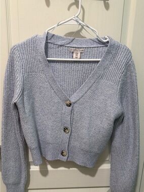 Sincerly Jules Pale Blue V-Neck Button Front Knit Cardigan